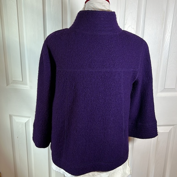 Sandro Sportswear Size 2 Plum Cropped 100% Wool Jacket - Picture 3 of 7